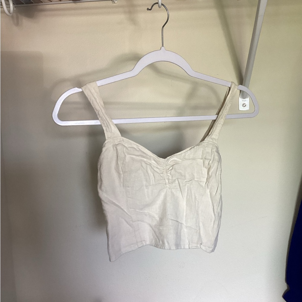Abercrombie & Fitch White Sleeveless Crop Tank Top